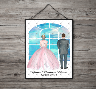 Bride & Groom Personalised Print, Custom Bride and Groom Picture - Click Image to Close